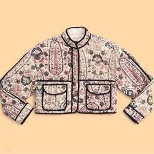 7 for All Mankind Cropped quilted paisley print jacket size small